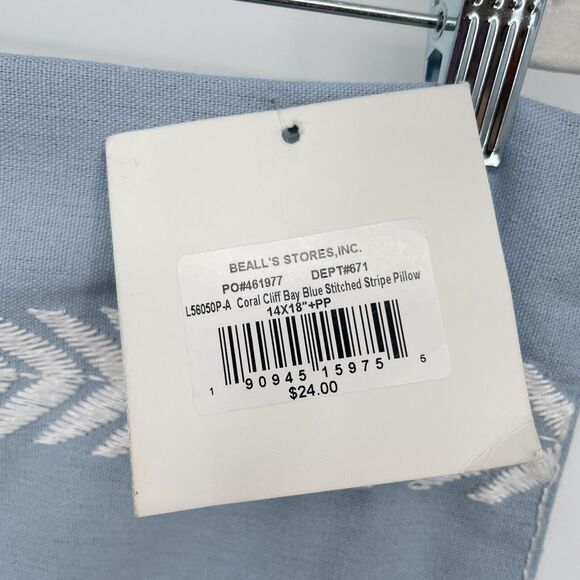 Coastal Accent Pillow Case Cover14"x18" Small Rectangle Blue White Herringbone - Picture 4 of 6